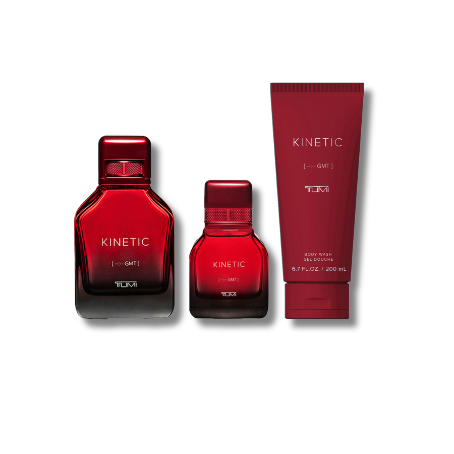 Tumi Kinetic Gift Set with EDP 3.4FL.OZ & 1.0FL.OZ and Body Wash 6.7FL.OZ For Men