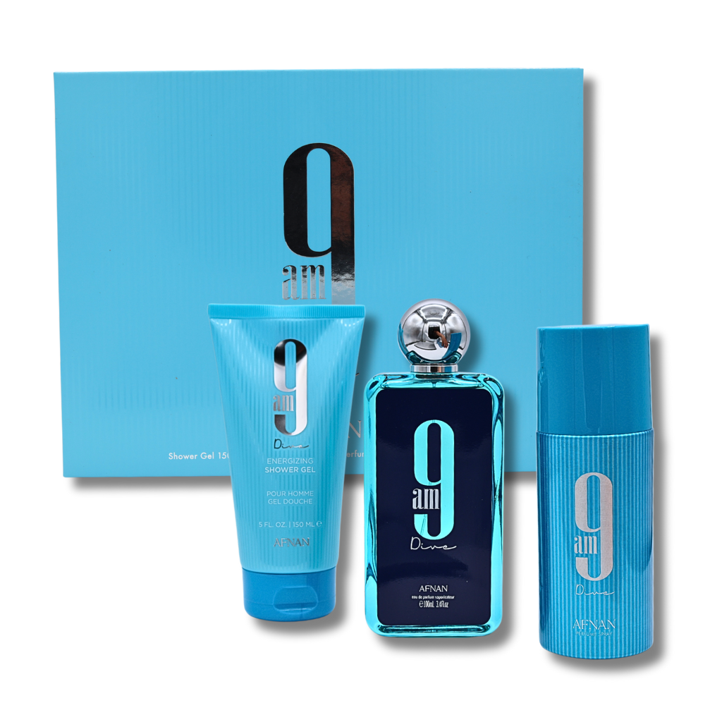 Afnan 9AM Dive Set EDP 3.4FL.OZ, shower Gel 5.0FL.OZ & Deodorant 5.0FL.OZ