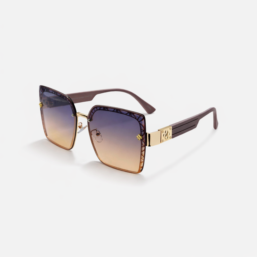SQUARE OVERSIZED PURPLE ROSE GOLD SUNGLASSES SUN132 J3039
