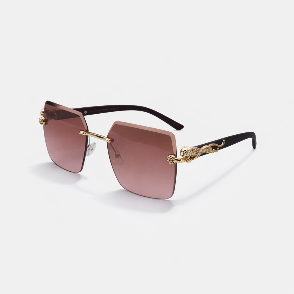 SQUARE RIMLESS BROWN SUNGLASSES SUN196 J3054