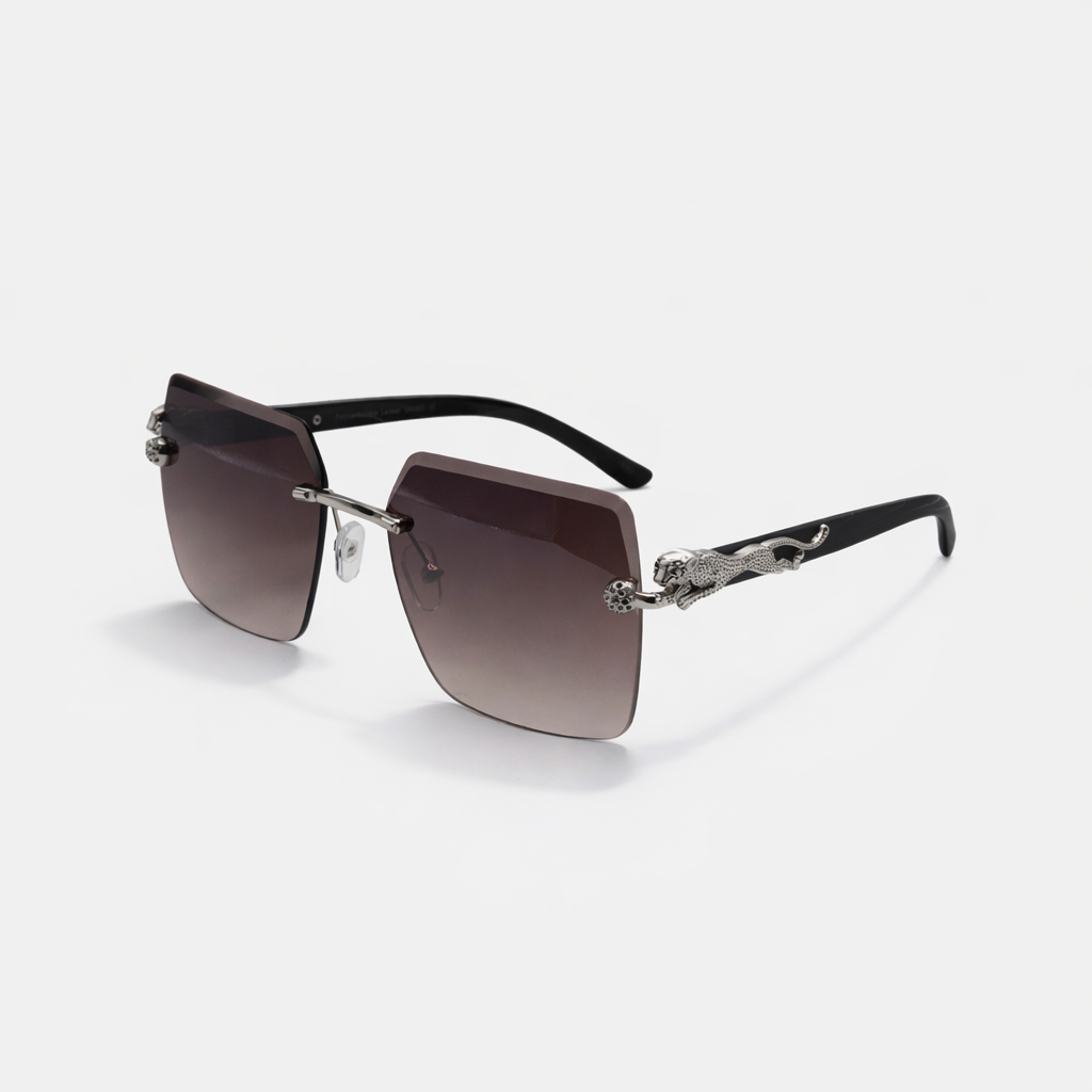 SQUARE RIMLESS BLACK SUNGLASSES SUN195 J3054