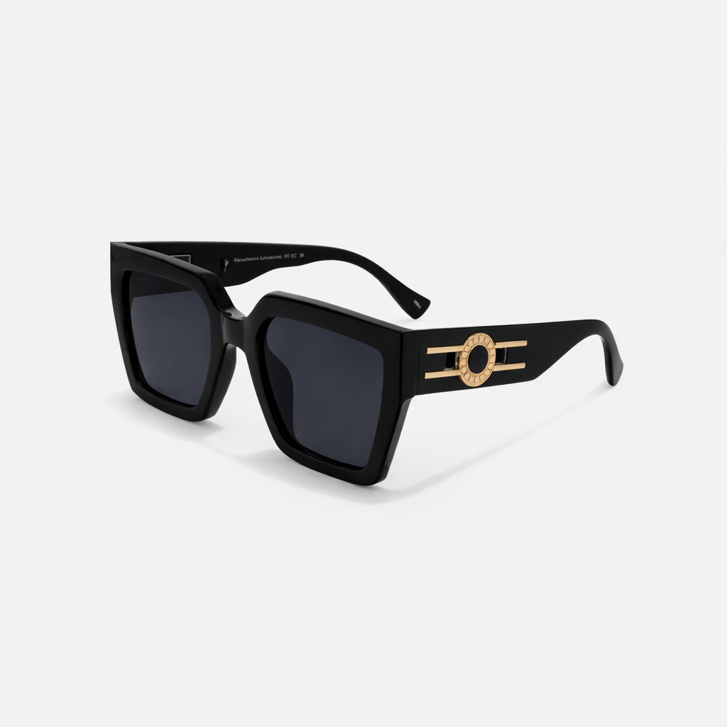 SQUARE BLACK SUNGLASSES SUN163 F3028