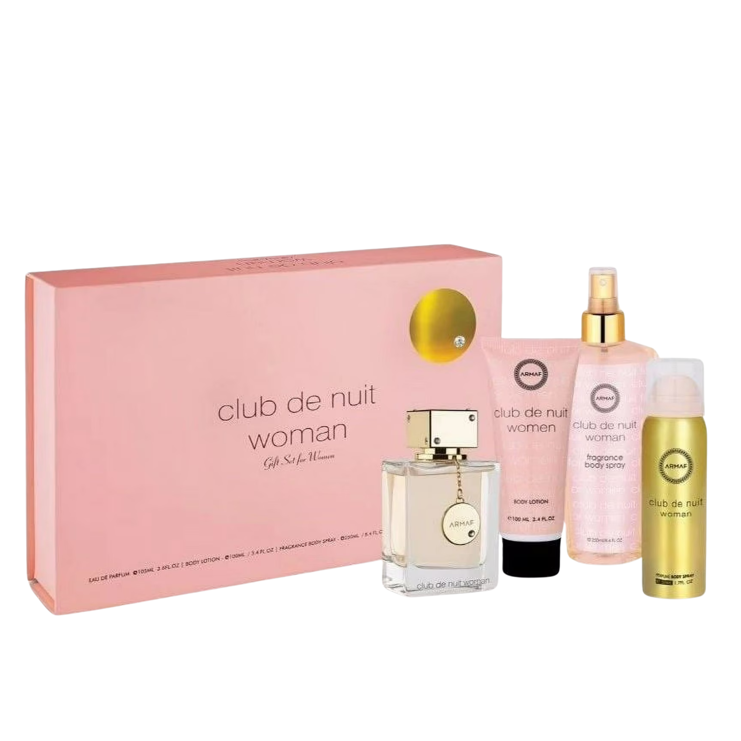 ARMAF CLUB DE NUIT WOMEN 4PC SET PERFUME, LOTION, DEO, BODY MIST