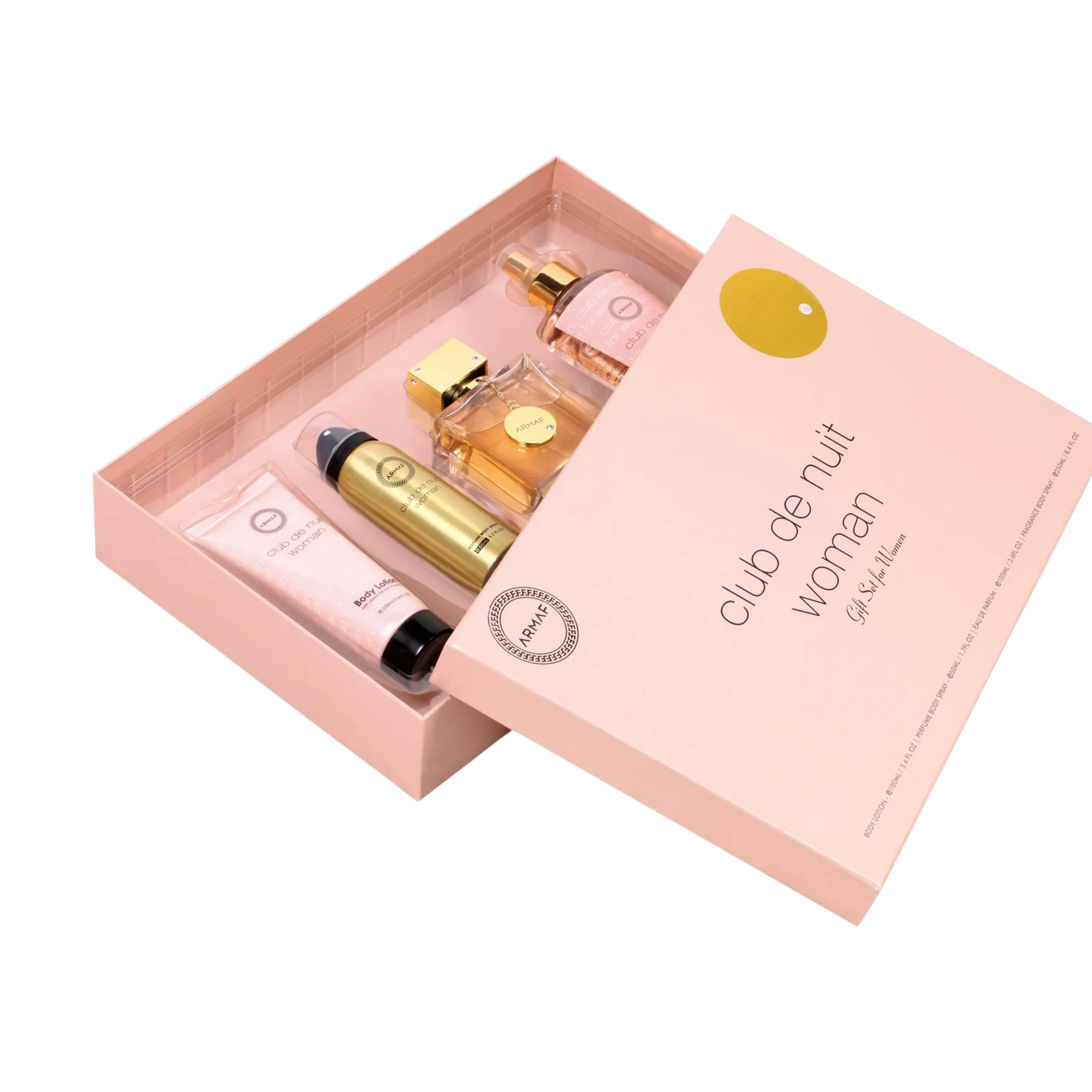 ARMAF CLUB DE NUIT WOMEN 4PC SET PERFUME, LOTION, DEO, BODY MIST