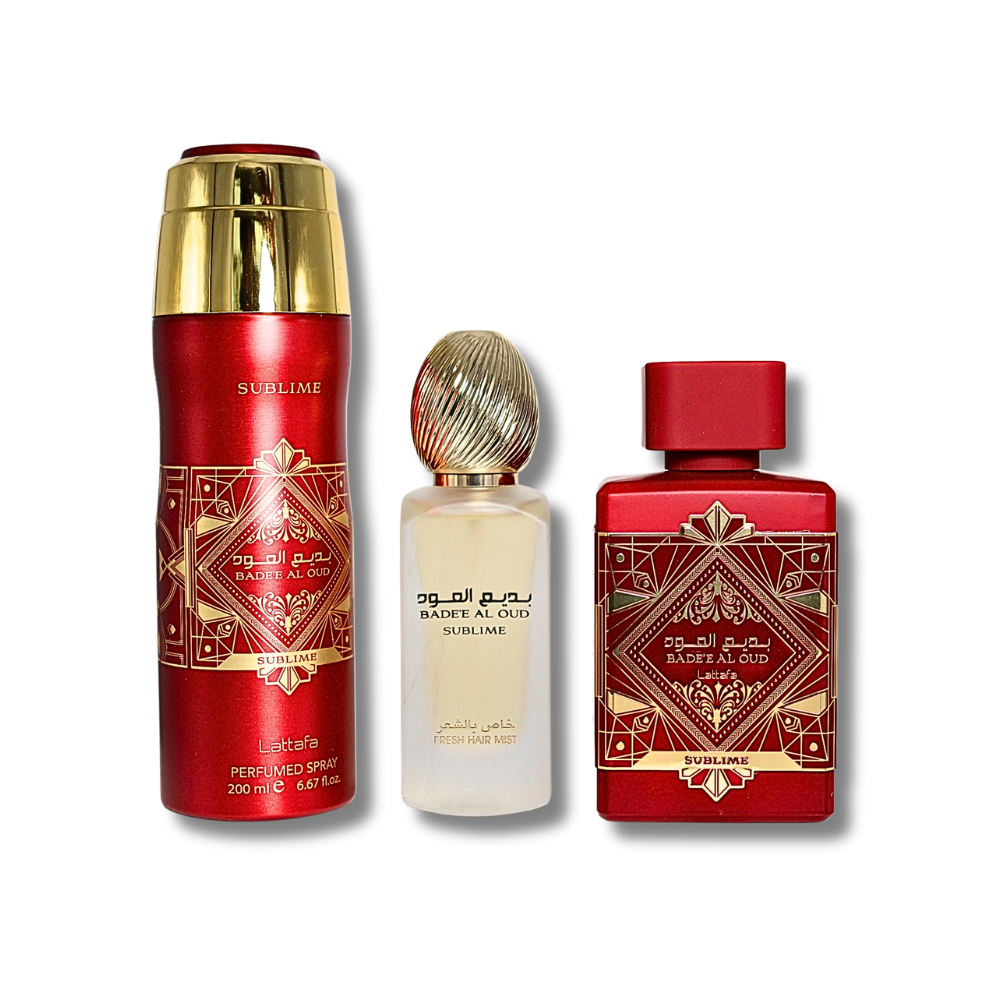 LATTAFA BADEE AL OUD SUBLIME GIFT SET - EAU DE PARFUM 3.4FL.OZ | 100ML , PERFUME SPRAY 6.7FL.OZ | 200ML