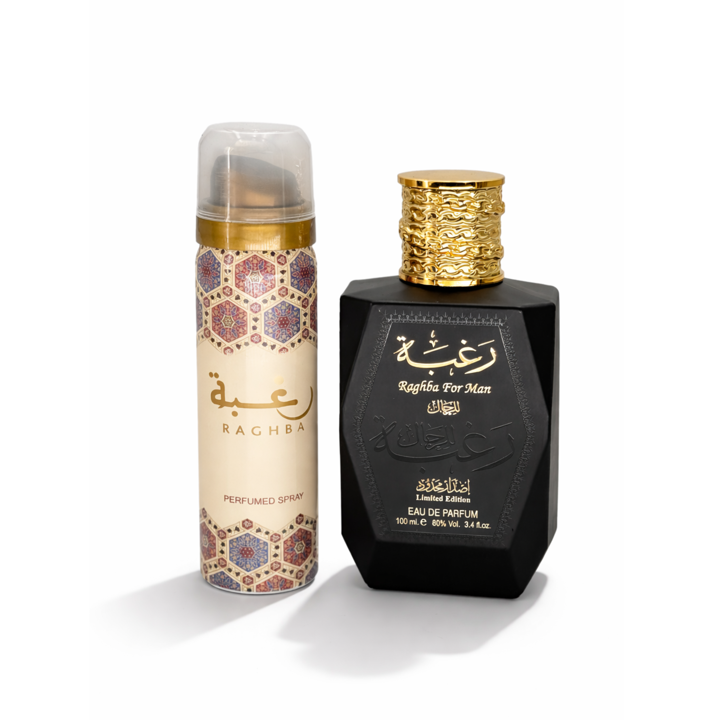 Lattafa Perfumes Raghba for Men 2 Piece Set (3.4 Ounce Eau de Parfum Spray + 1.7 Ounce Deodorant Spray)