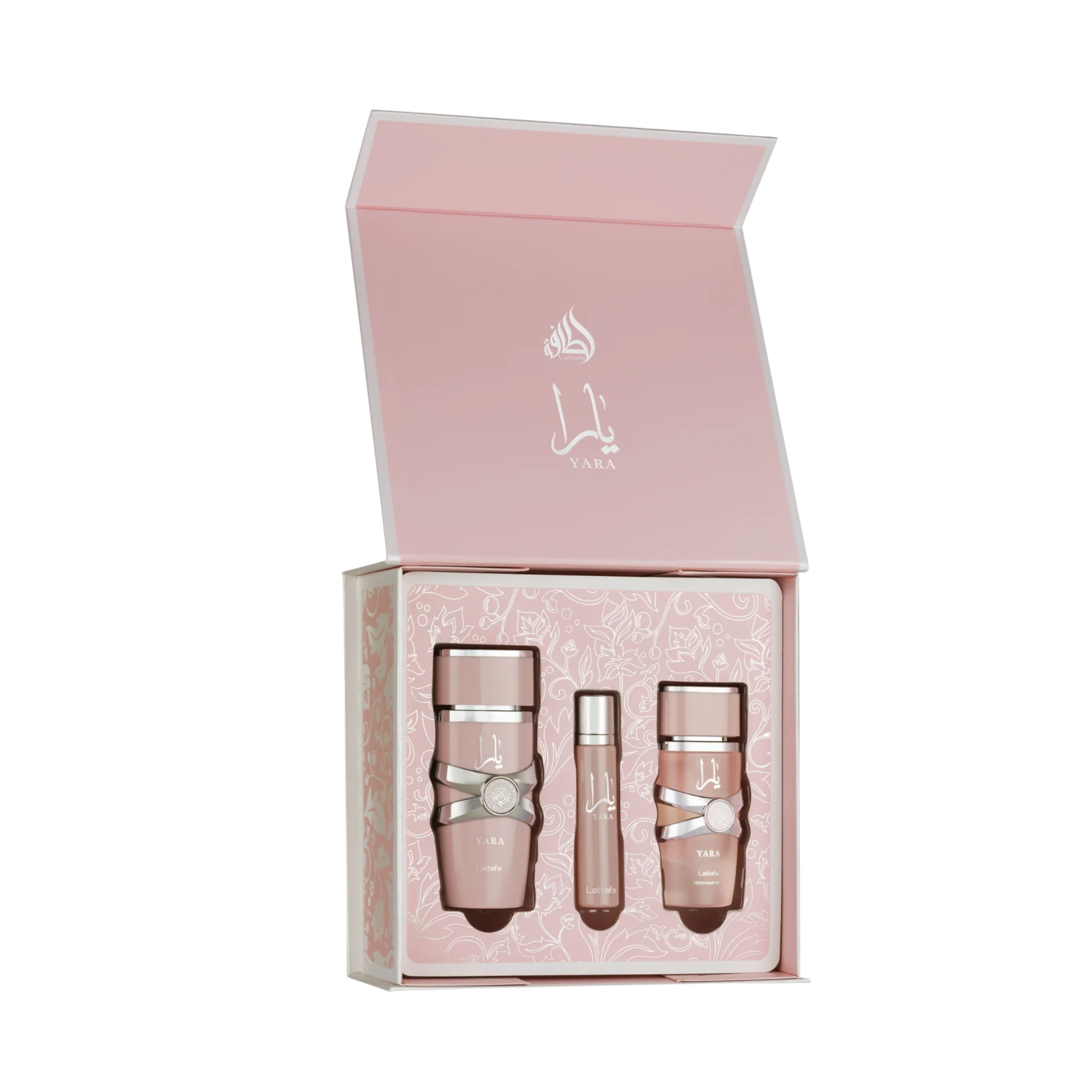 LATTAFA YARA 3PC GIFT SET(EDP 3.4FL.OZ | 100ML, EDP 0.4FL.OZ | 12ML, HAIR MIST 1.6FL.OZ | 50ML)