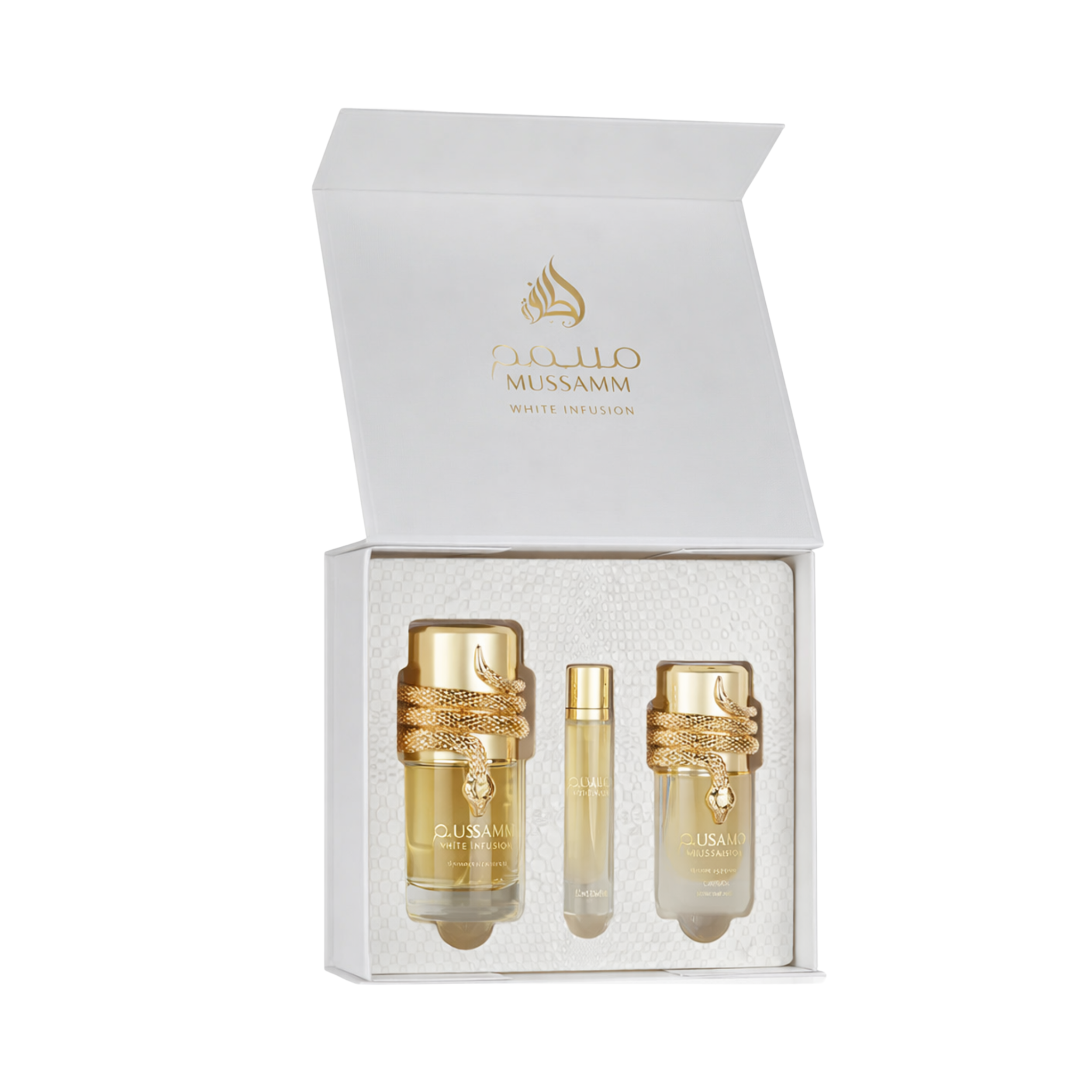 LATTAFA MUSAMAM WHITE INTENSE 3PC GIFT SET(EDP 3.4FL.OZ | 100ML, EDP 0.4FL.OZ | 12ML, HAIR MIST 1.6F