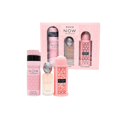 Rave Now Pink Gift Set Eau De Parfum 3.4FL.OZ, Deoderant 6.67FL.OZ & Hair Mist