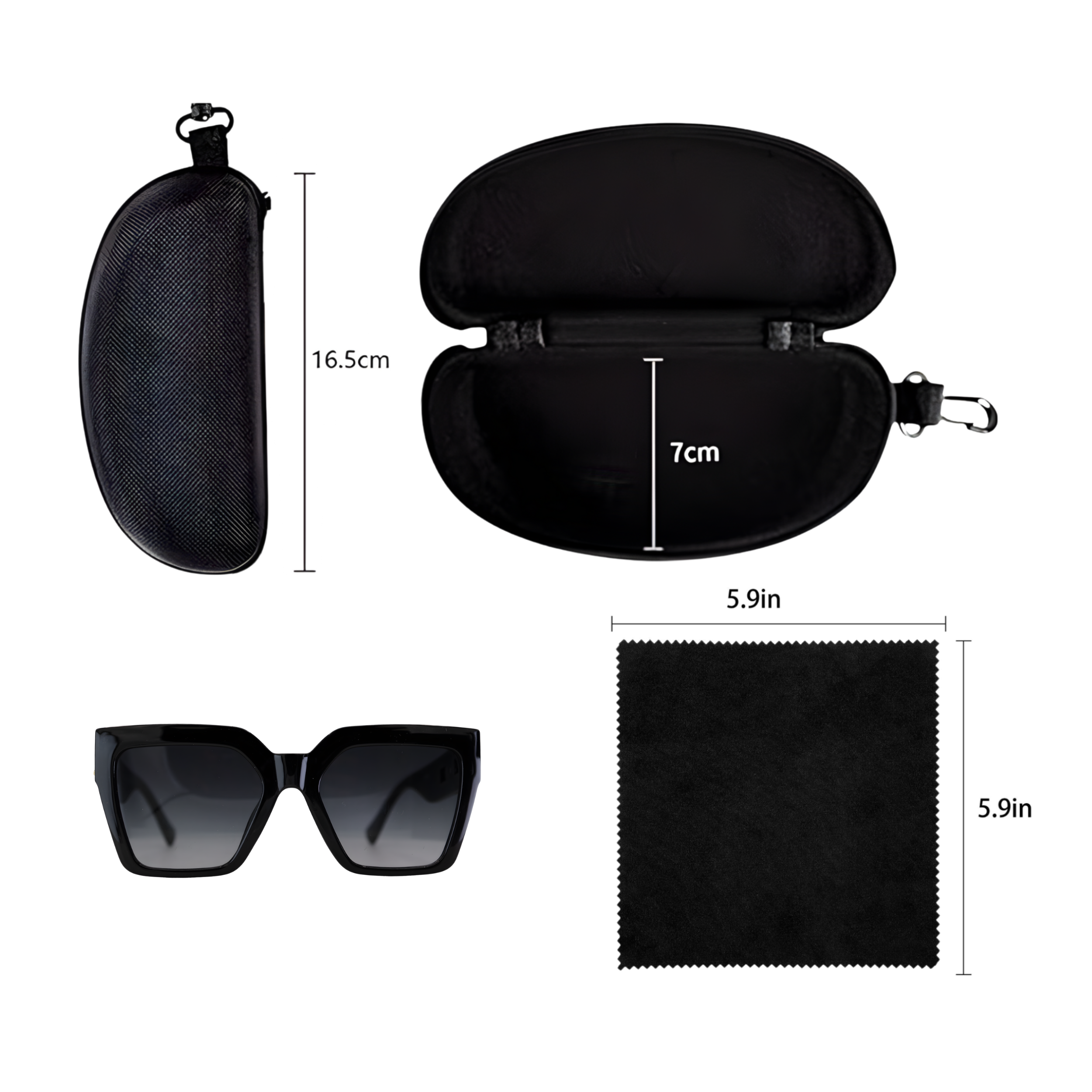 SQUARE BLACK SUNGLASSES SUN164 F3028