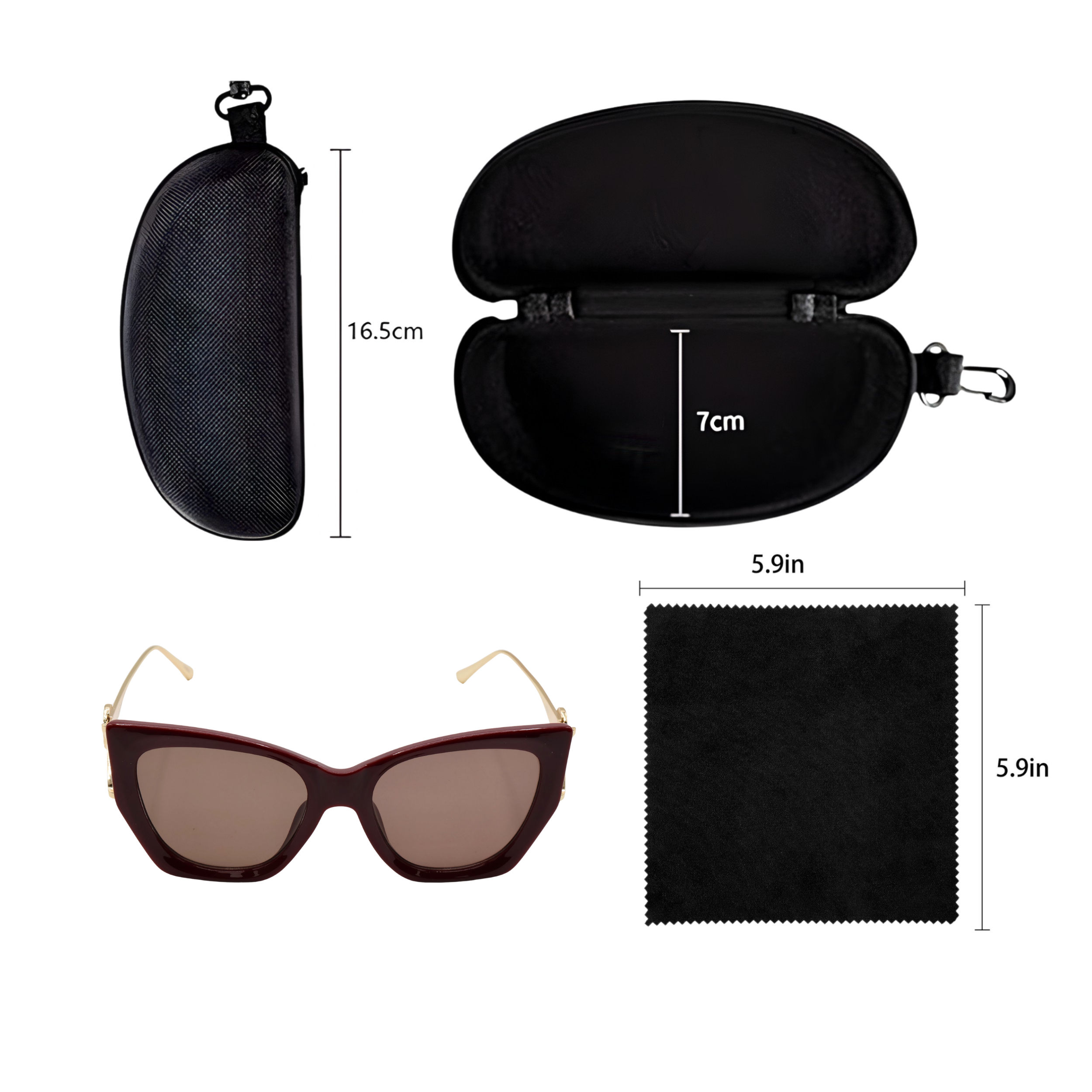 CAT-EYE MAROON SUNGLASSES SUN138 F3007