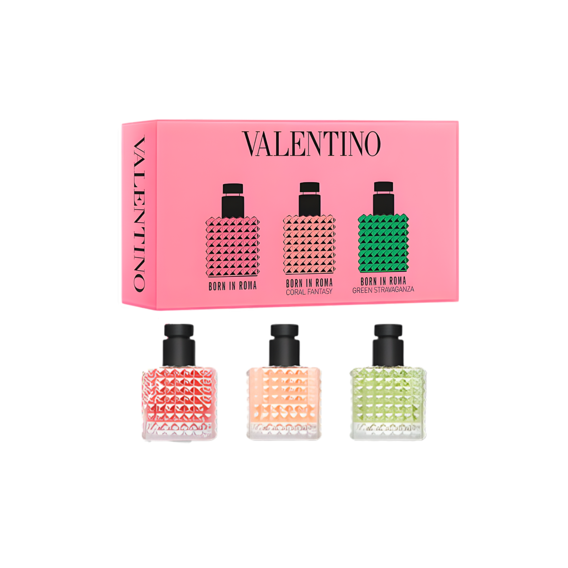 VALENTINO 3 PC MINI SET (BORN IN ROMA, CORAL FANTASY, GREEN STRAVAGANZ