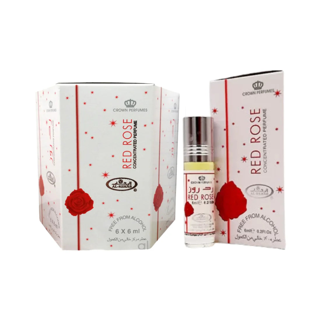 AL REHAB Red Rose Roll On Perfume 6Pcs x 0.2FL.OZ