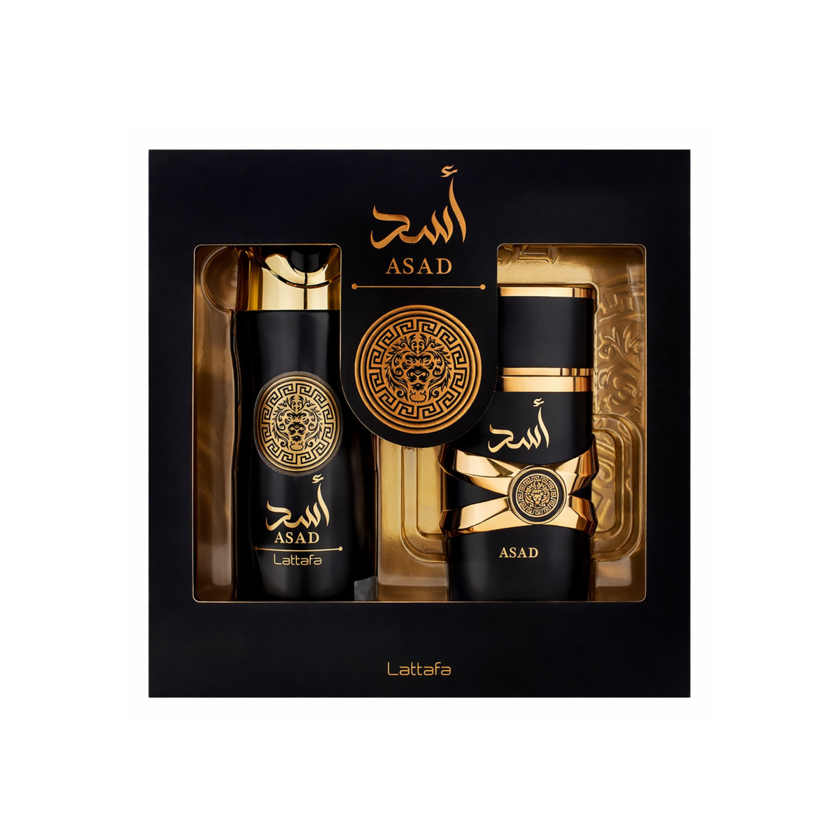 ASADアサド バーボン, ブラックゴールド100ml× 2個SET割引500円 LATTAFA ASAD 2 PCS GIFT SET | 100ML EDP + 200ML PERFUME SPRAY