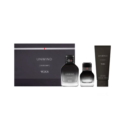 Tumi Unwind Gift Set Eau De Parfum 3.4 & 1.0FL.OZ And Body Wash 6.7FL.OZ For Men