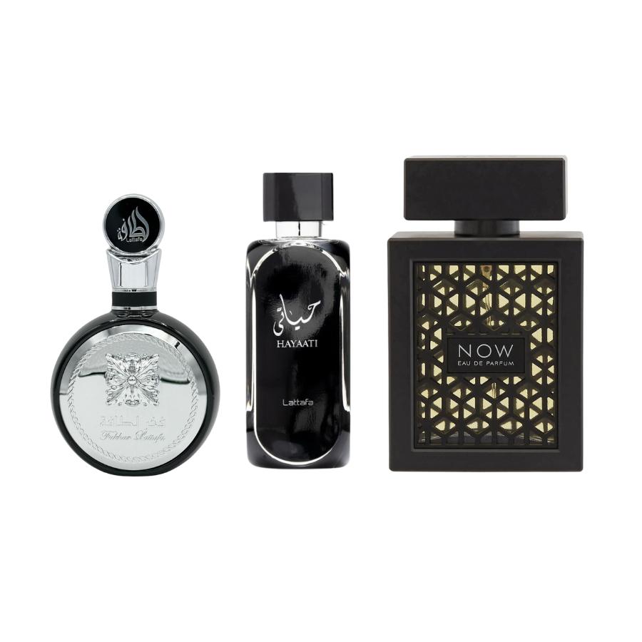 Lattafa Mega Combo Rave Now,Hayaati Black & Fakhar Eau De Parfum 3.4 Fl.oz