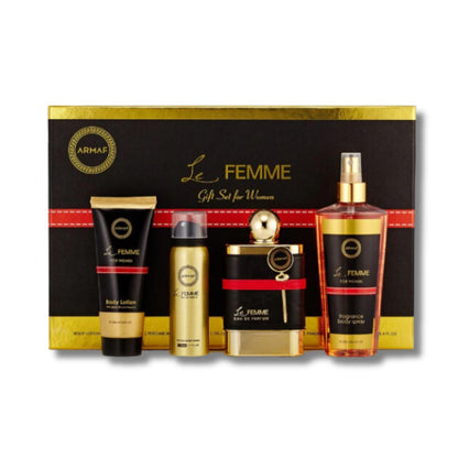 Armaf Le Femme 4-Piece Set For Women Eau De Parfum 3.4FL.OZ, Body Lotion 3.4FL.OZ, Body Mist 8.4FL.OZ