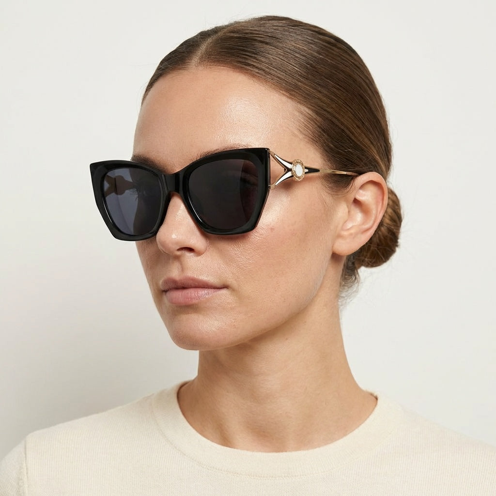 CAT-EYE BLACK SUNGLASSES SUN176 F3134