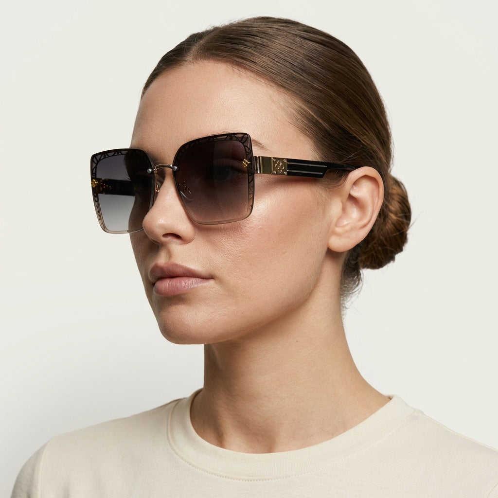SQUARE OVERSIZED LIGHT BLACK SUNGLASSES SUN129 J3039