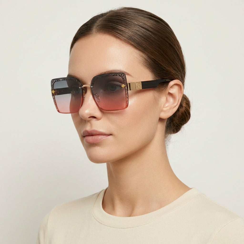 SQUARE OVERSIZED ROSE GOLD SUNGLASSES SUN128 J3039