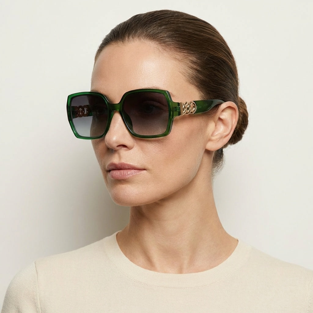 SQUARE DARK GREEN SUNGLASSES SUN180 F3134