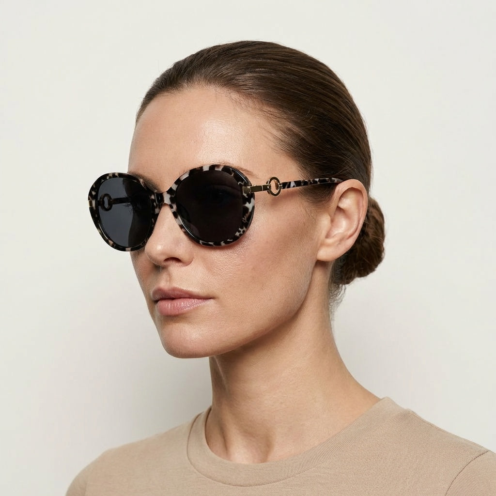 OVAL BLACK TORTOISE SUNGLASSES SUN110 F3036