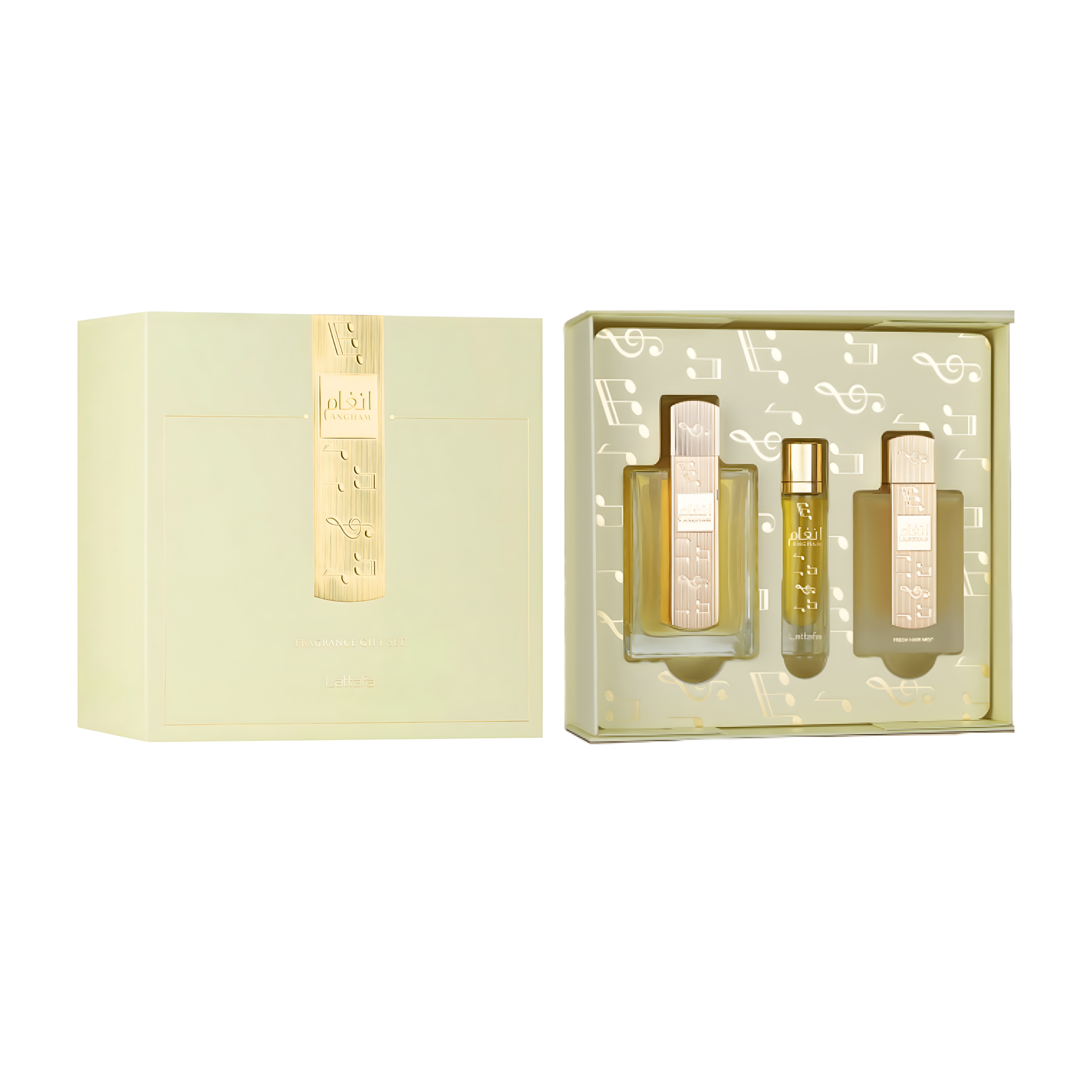 Lattafa Angham 3pcs Gift Set EDP 100ML | Travel Spray 12ML | Hair Mist 50ML